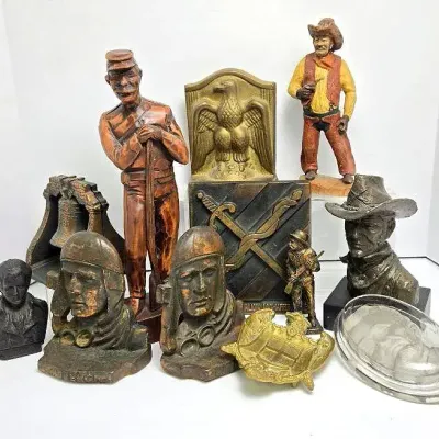 Vintage & Antique Bookends, Busts & More - Charles Lindbergh, Aaron Burr Plus