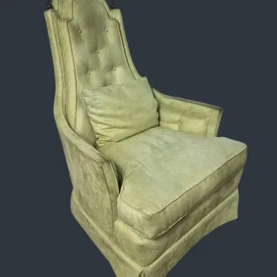 Midcentury Mint Green Upholstered High Backed Chair