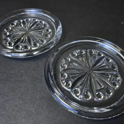 Baccarat Crystal "Rosace" Wine Coaster Pair