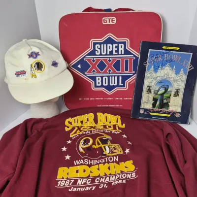 Vintage Washington Redskins Super Bowl Collectibles: Dave Butz Signed Program, Sweatshirt & More