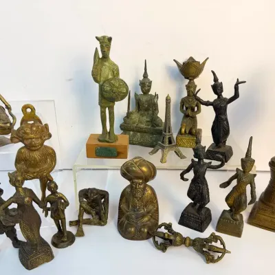 Vintage Metal Figurines - Southeast Asian Buddhas, Indian Figural Oil Lamp & More