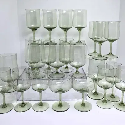 Vintage Lenox "Green Mist" Stemware Lot 2