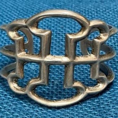 Sale Photo Thumbnail #49: Lot # : 56 - Sturdy Openwork Geometric Sturdy Metal Cuff
