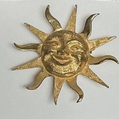 Sale Photo Thumbnail #164: vintage golden sun pin