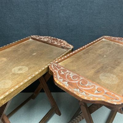 Sale Photo Thumbnail #112: Lot # : 125 - Hand Carved Wooden Trays and Stands
