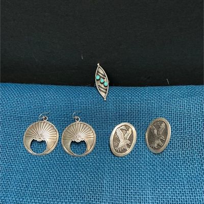 Sale Photo Thumbnail #54: Lot # : 61 - Sterling Silver Earrings and Ring
