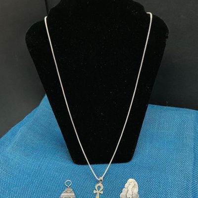 Sale Photo Thumbnail #53: Lot # : 60 - Sterling Silver Necklace and Pendants
