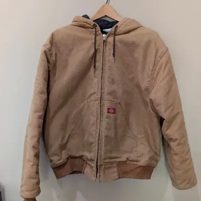 Sale Photo Thumbnail #117: Vintage Dickies Hooded Duck Canvas Work Jacket - Tan - Size Large (c. Late 1990s–2000s)