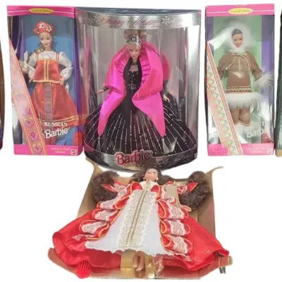 6 Barbie Collector Dolls - Dolls of the World, Happy Holidays & Hallmark Holiday Voyage
