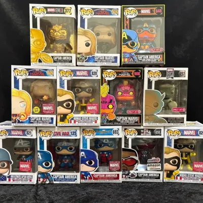 12 Funko Pop! Marvel Captain America & Captain Marvel Figures With Exclusives