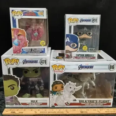 MARVEL Funko POP! Goose, Captain America, Hulk & Valkyrie, Set of 4