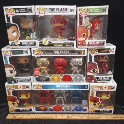9 Funko Pop! DC Flash, Superman, Black Adam & Arrow Figures With Exclusives
