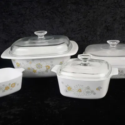 CorningWare Vintage Floral Bouquet Casserole Dishes, Set of 4