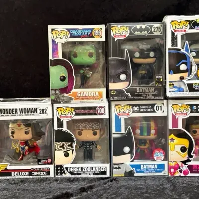 7 Funko Pop! DC & Marvel Figures, Batman, Wonder Woman, Gamora & Exclusives