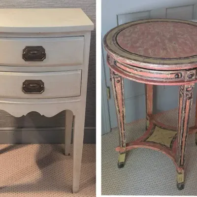 Continental Furniture Co. Mahogany Nightstand & Louis XVI-Style Round Accent Table