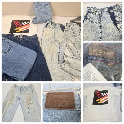 Vintage Jeans & T Shirt: LL Bean, Levi's Shorts, Acid Wash Denim