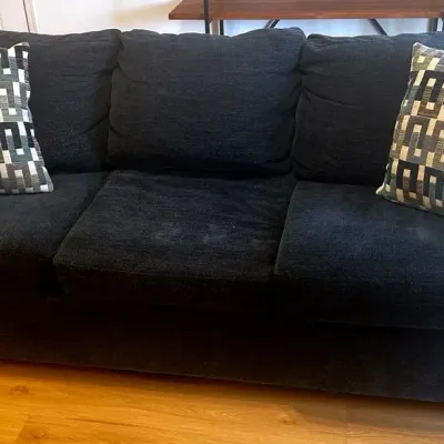 Blue Upholstered 3 Cushion Sofa