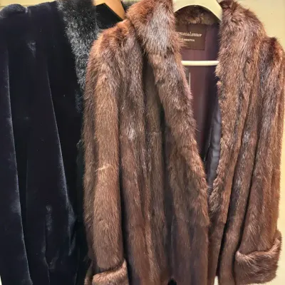 Vintage Woodward & Lothrop Muskrat Fur & Black Faux Fur Coat