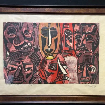 Framed Woodblock Print By Francisco Armighetti
