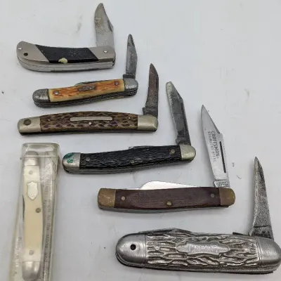 7 Vintage Pocket Knives... Kershaw, Schrade