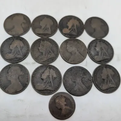 12 Queen Victoria British Pennies