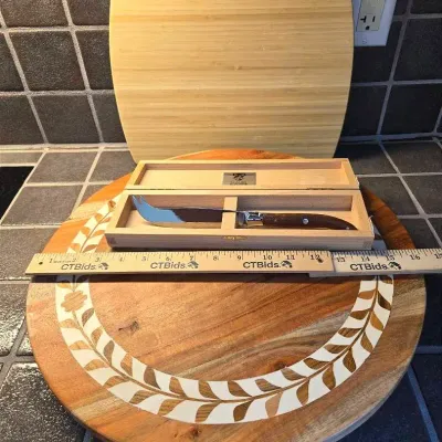 Wooden Super Susan, Claude Dozorme Cheese Knife