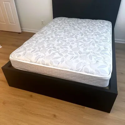 Full Size IKEA Luroy Black Wooden Bed