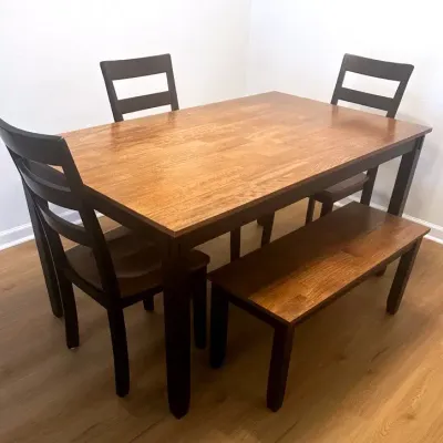 Dining Table, Bench Seat & 3 Chairs