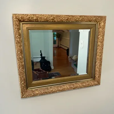 Beveled Glass Gold Framed Mirror 