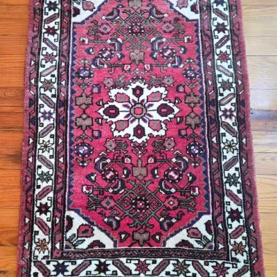 Wool Oriental Handmade Rug Mat 3' 10" × 2' 7"