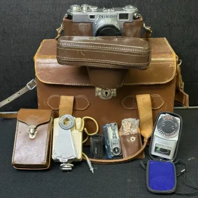Vintage Nikon Film Camera + Case And Accessories