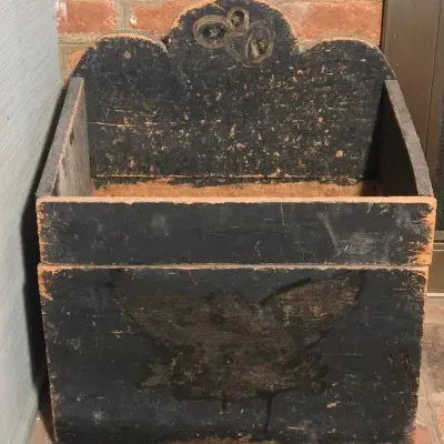 Antique Wood Bin With Firelogs