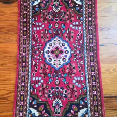 Handmade Wool Vintage Oriental Rug Mat 4' 11" × 2' 4"