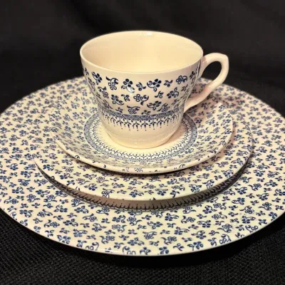 40 Pc Provence Blue English Ironstone China Set-Blue/White
