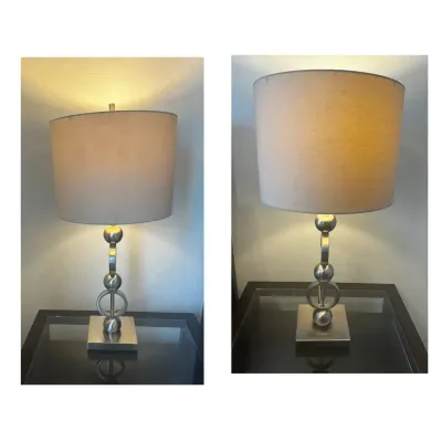 Pair Of Brushed Steel Contemporary Table Lamps