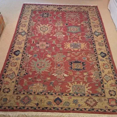 Hand-Knotted Wool Area Rug 9'4" X 6'