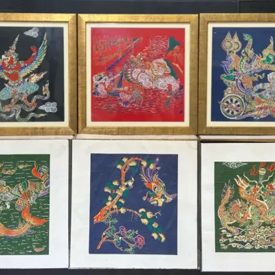 Group Of Thai Silk Paintings