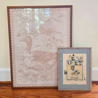 Vintage Cream Of Wheat Print & French Fabric Art