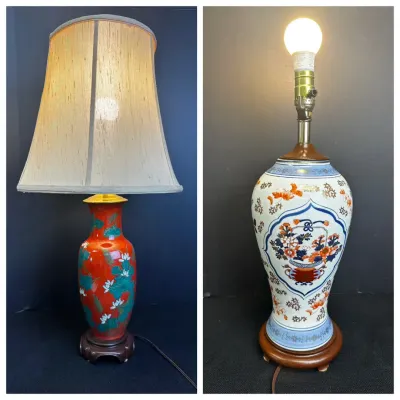 2 Asian Porcelain & Omari Style Lamps 