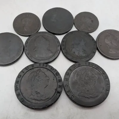 9 English George III Copper Coins 