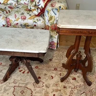 Vintage Eastlake Marble Top Tables (2)