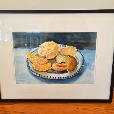 Signed Watercolor Art Painting Oranges
