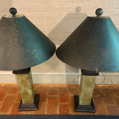 Pair Of Vintage Neoclassical Style Column Table Lamps