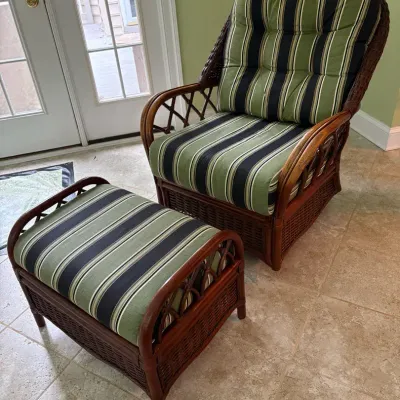 Braxton Culler Rattan Swivel Rocker With Ottoman