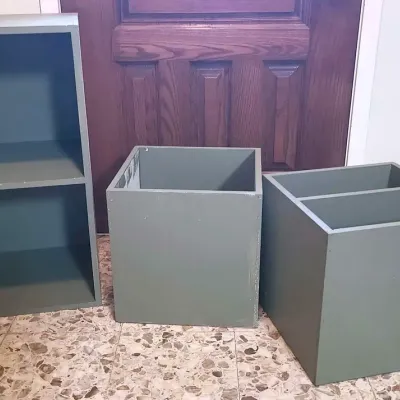 Wooden Storage Boxes/Shelves Painted Sage Green (Record Albums Fit in These Perfectly!) 