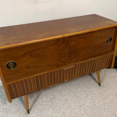 Vintage MCM Metz (Empty) Radio/Record Player Console Cabinet 