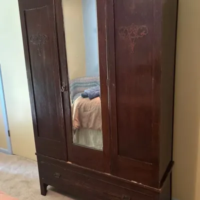 Antique Armoire with Mirror Door