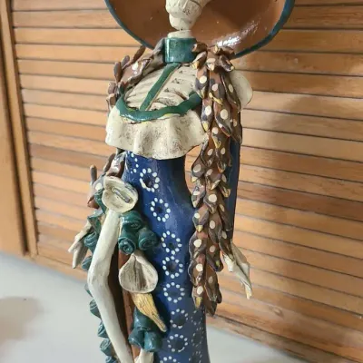 17" Clay Dia De Los Muertos Statue
