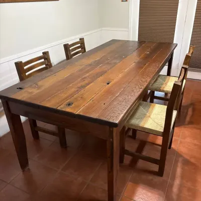 Large Custom Dining Table with 4 Chairs, by Robert Briones, Texas Furniture Builder 