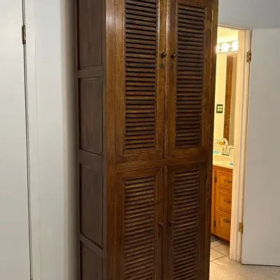 Four Hands 7 Ft Tall Cabinet with Shelves, Shutter-Style Doors 